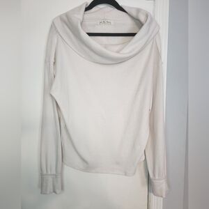Free people womens cowl neck textured sweater cream size medium